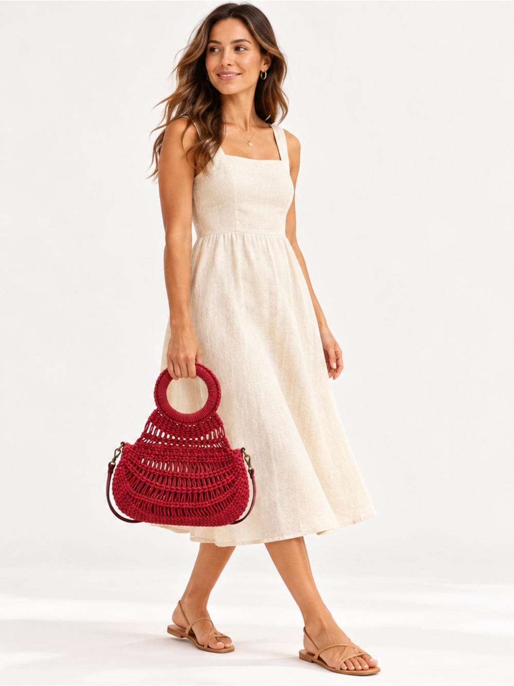 Patrica Nash Pisticci Italian Inspired Red Woven Circle Handle Bag NWT Large Bag